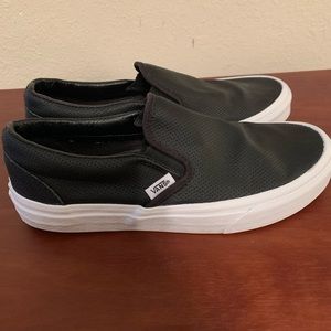 Womens Leather Vans Slip Ons Size 9.